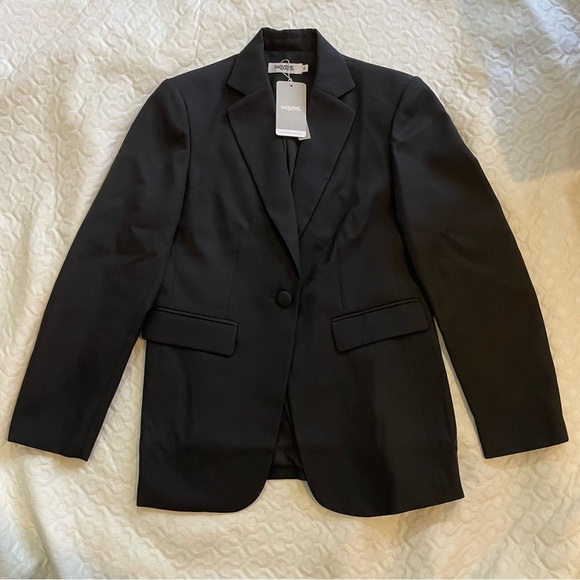 NWT Saovere Black Blazer Single Button Women’s Polyester Formal Medium Business - Picture 2 of 10
